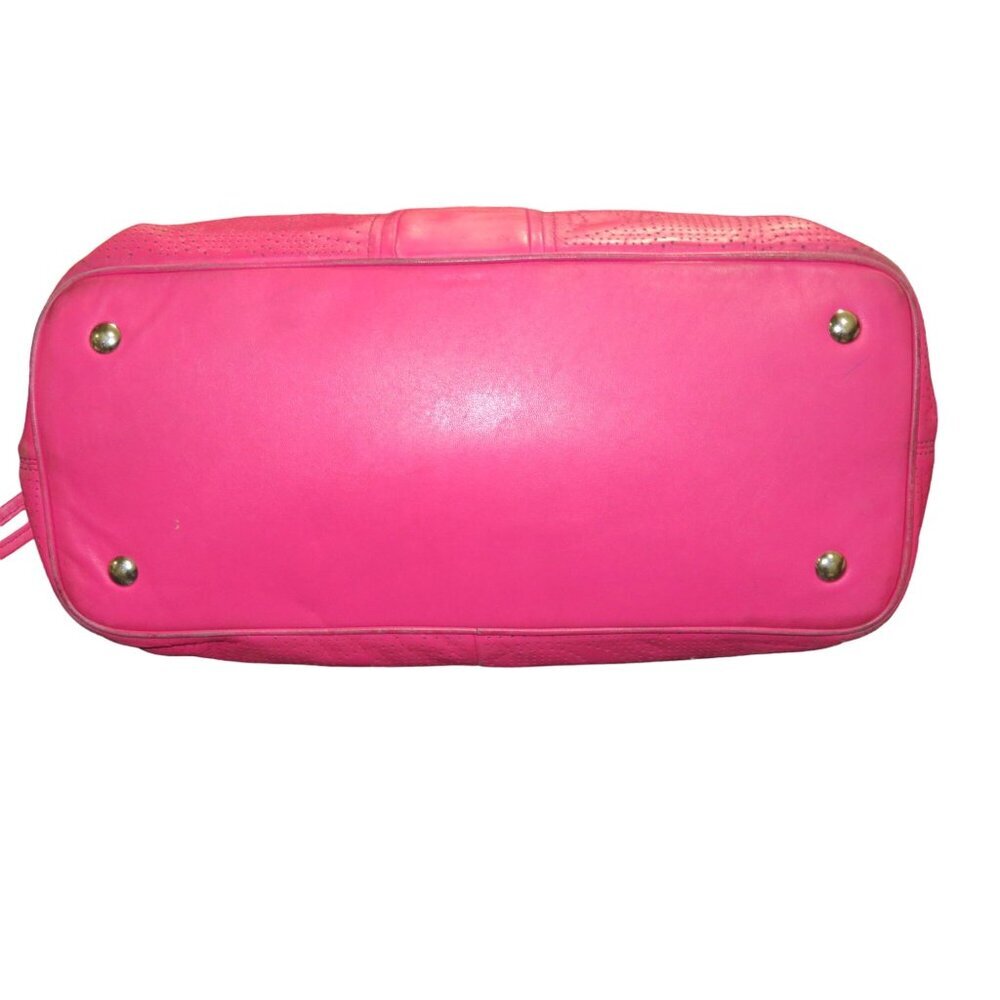 Coach Pink Sis Signature C Perforated Leather F21938 Double Handle Carryall Tote - Picture 6 of 12